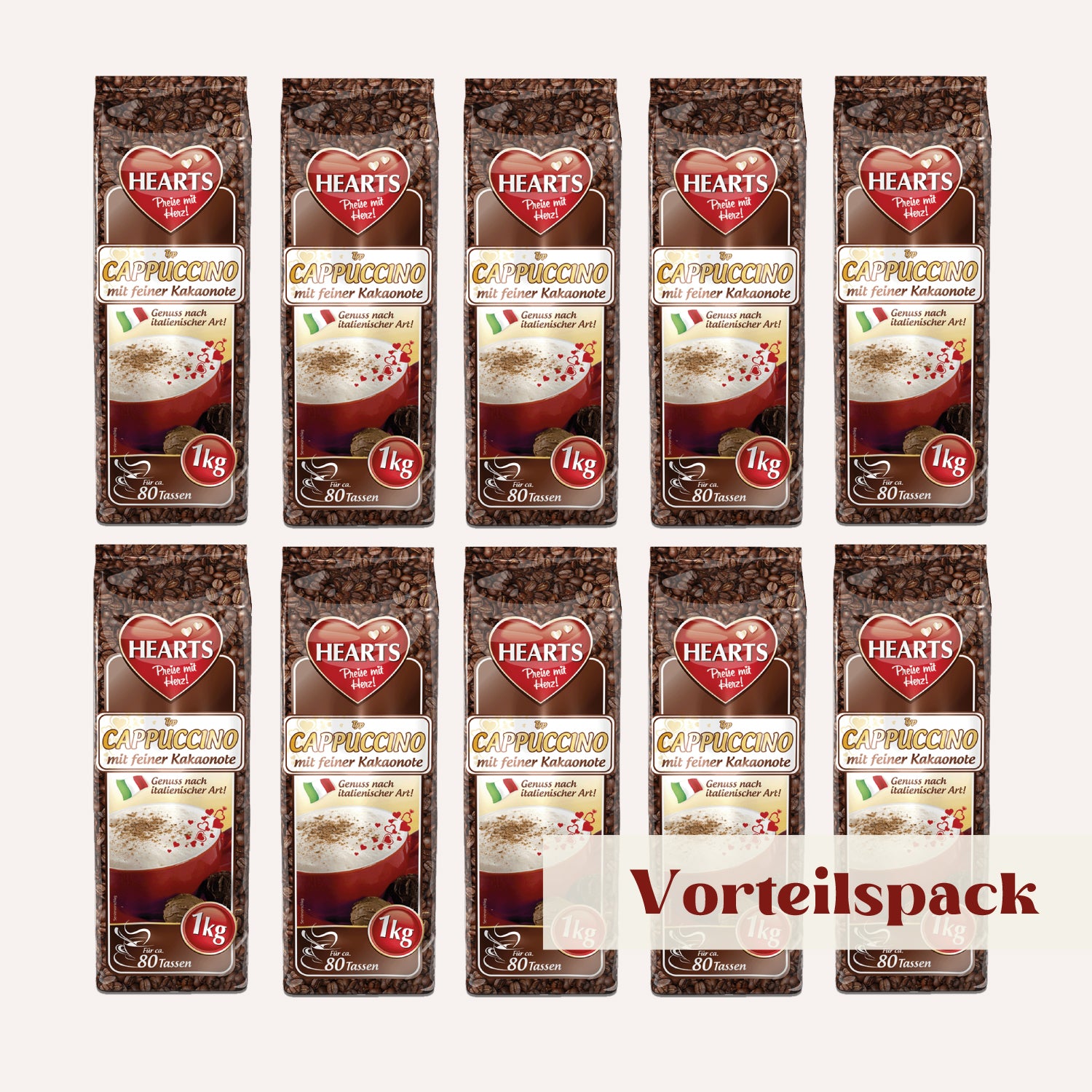 HEARTS Cappuccino mit feiner Kakaonote 10 x 1kg