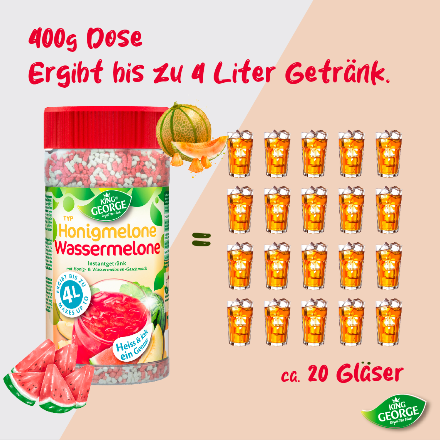 KING GEORGE Honigmelone-Wassermelone 12 x 400g