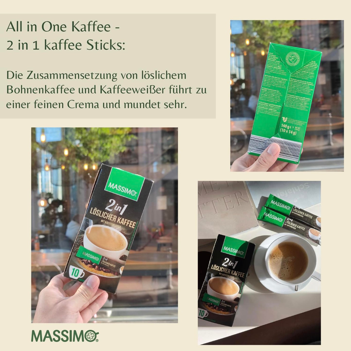 MASSIMO 2in1 Kaffee mit Kaffeeweißer 140g