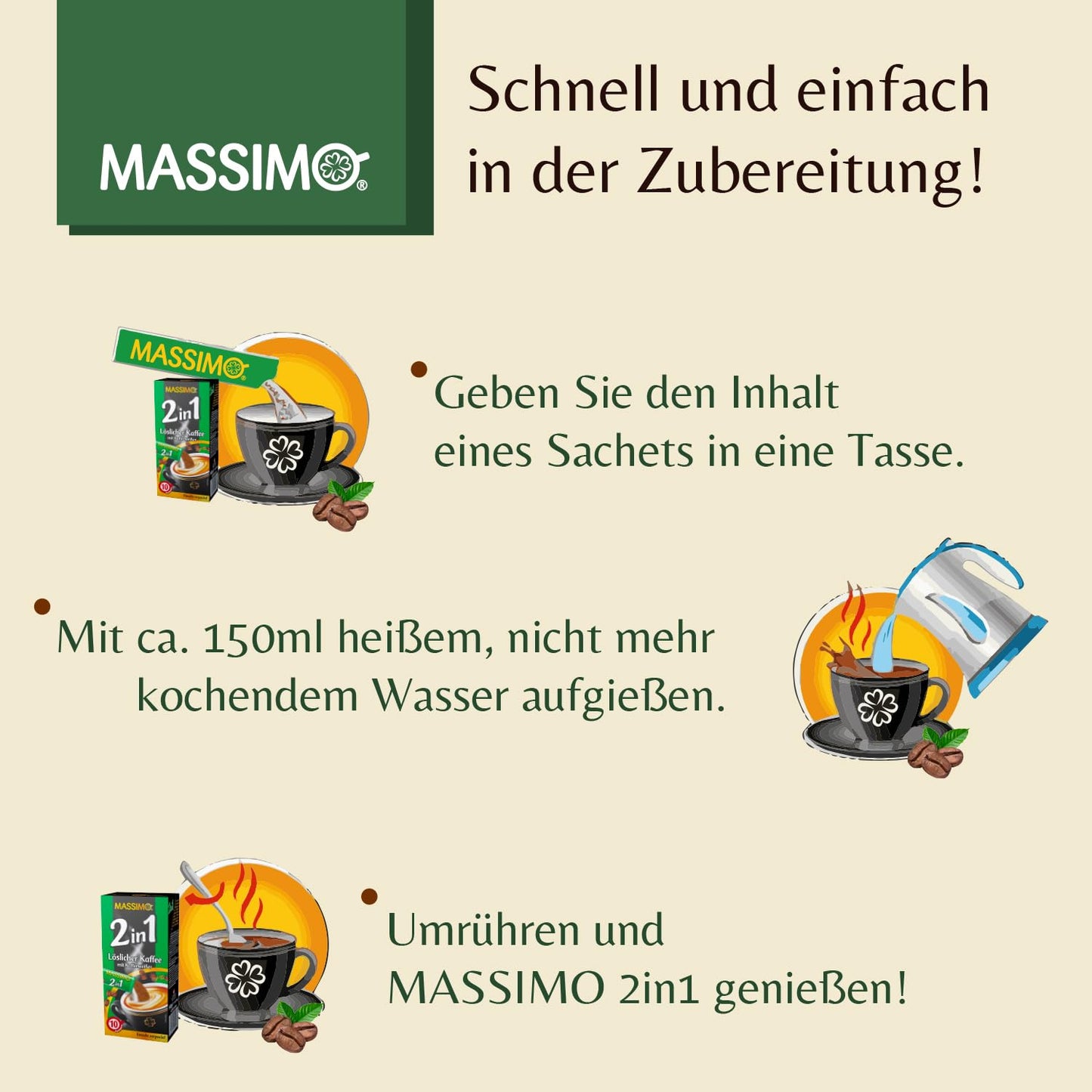 MASSIMO 2in1 Kaffee mit Kaffeeweißer 140g
