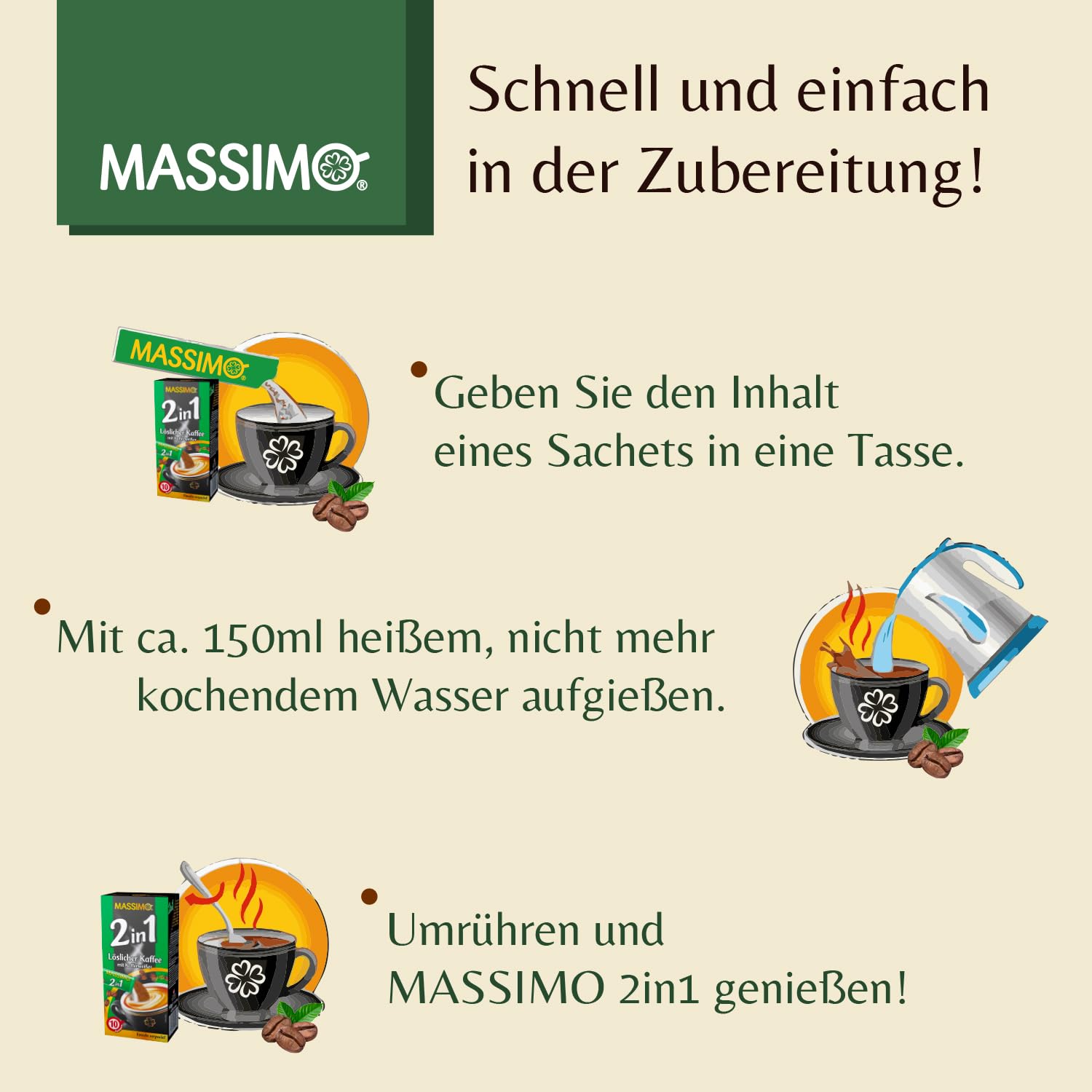 MASSIMO 2in1 Kaffee mit Kaffeeweißer 140g