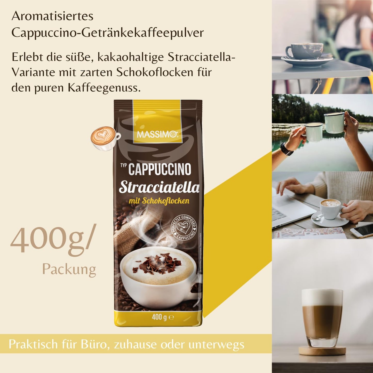 MASSIMO Cappuccino Stracciatella mit Schokoflocken 400g