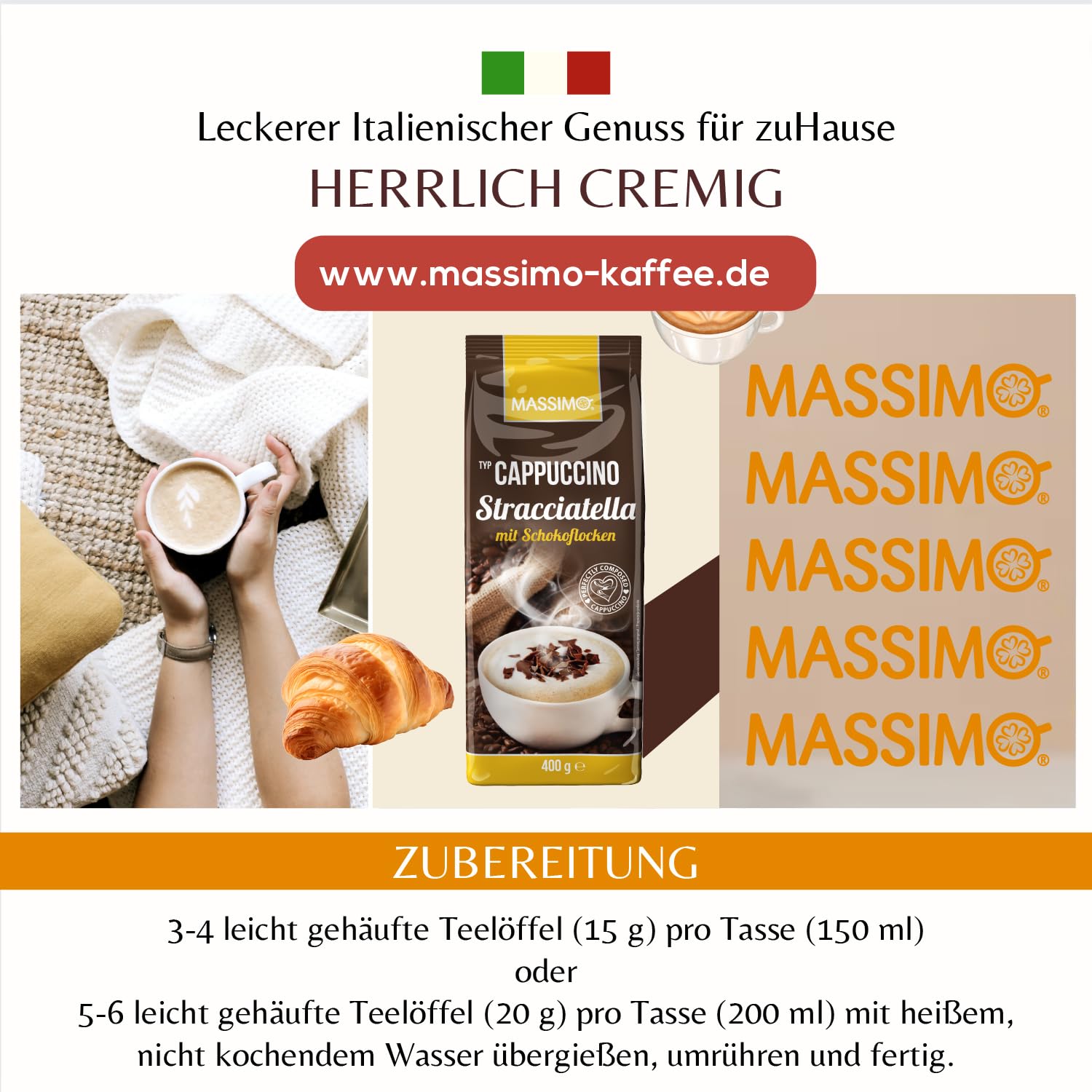 MASSIMO Cappuccino Stracciatella mit Schokoflocken 400g