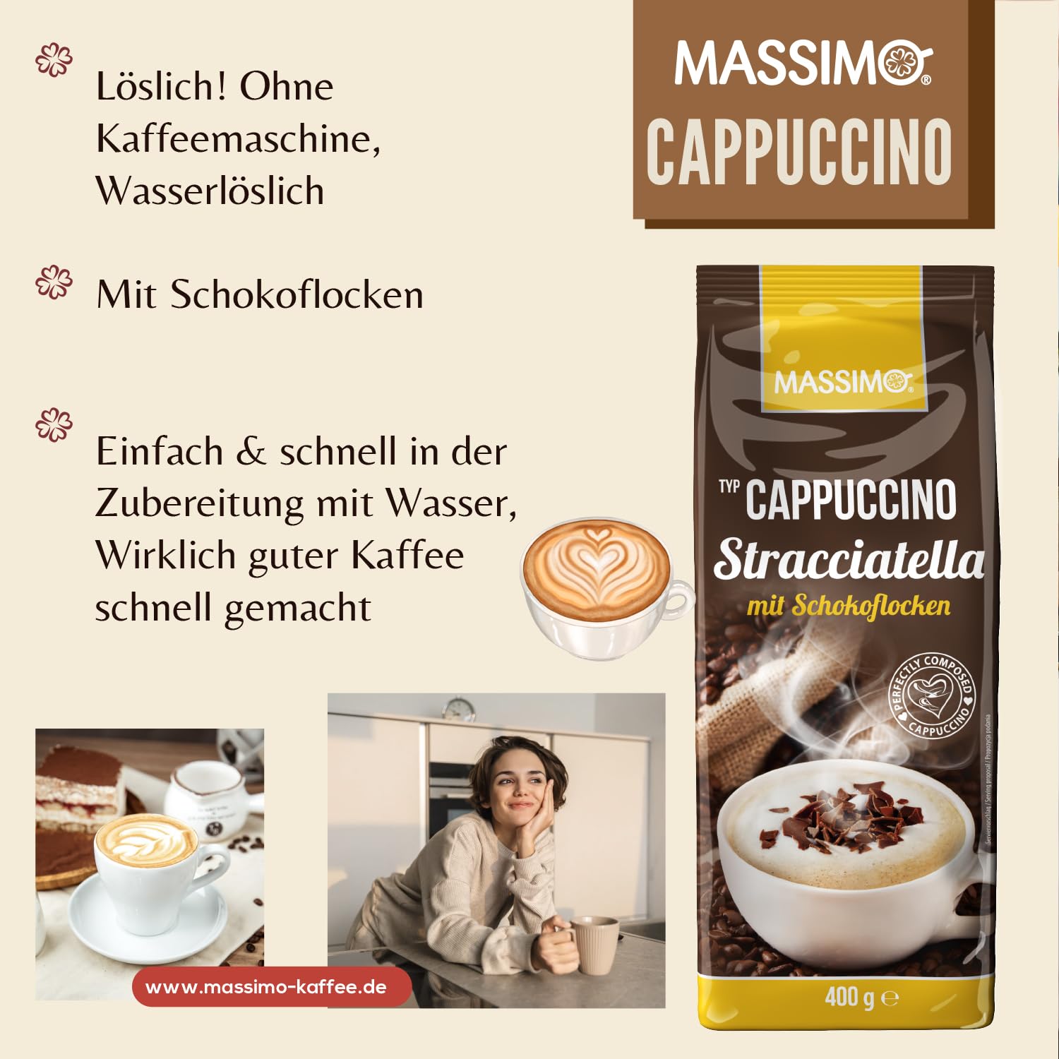 MASSIMO Cappuccino Stracciatella mit Schokoflocken 400g