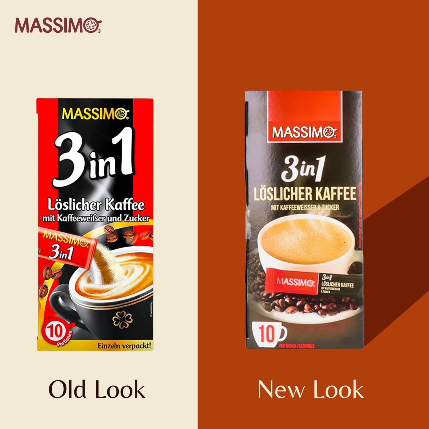 MASSIMO 3in1 Kaffee mit Kaffeeweißer & Zucker 180g