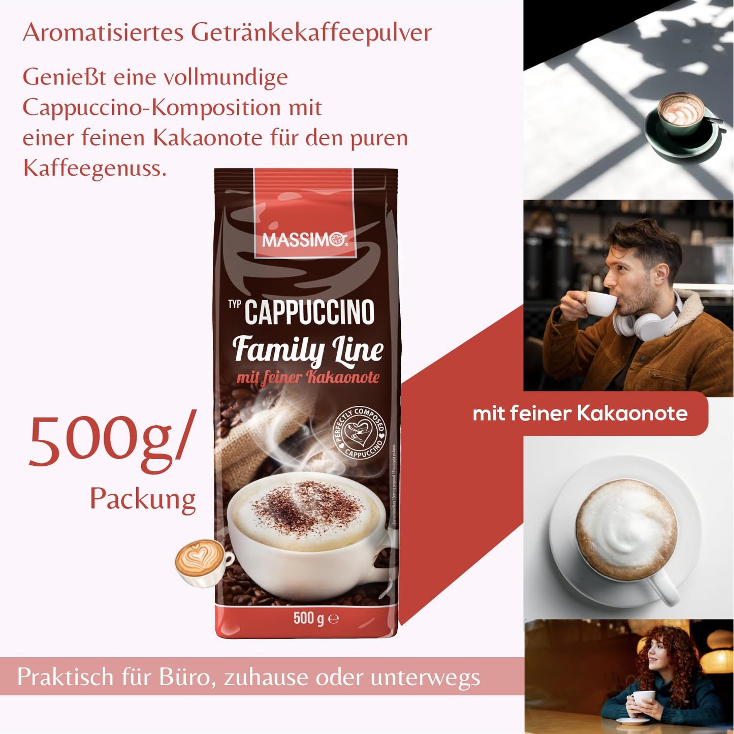 Massimo Cappuccino Family Line mit feiner Kakaonote 500g