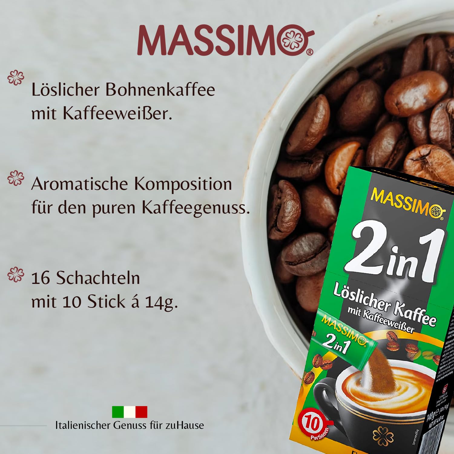 MASSIMO 2in1 Kaffee mit Kaffeeweißer 140g