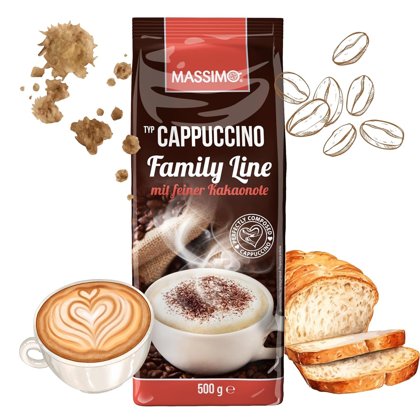 Massimo Cappuccino Family Line mit feiner Kakaonote 500g