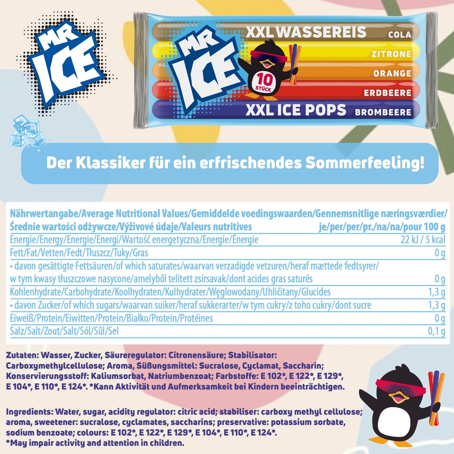 MR ICE Wassereis XXL 15 x 600ml (150 Sticks)