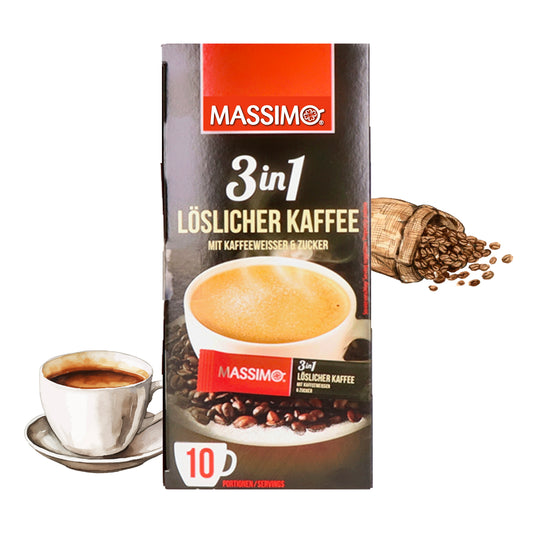 MASSIMO 3in1 Kaffee mit Kaffeeweißer & Zucker 180g