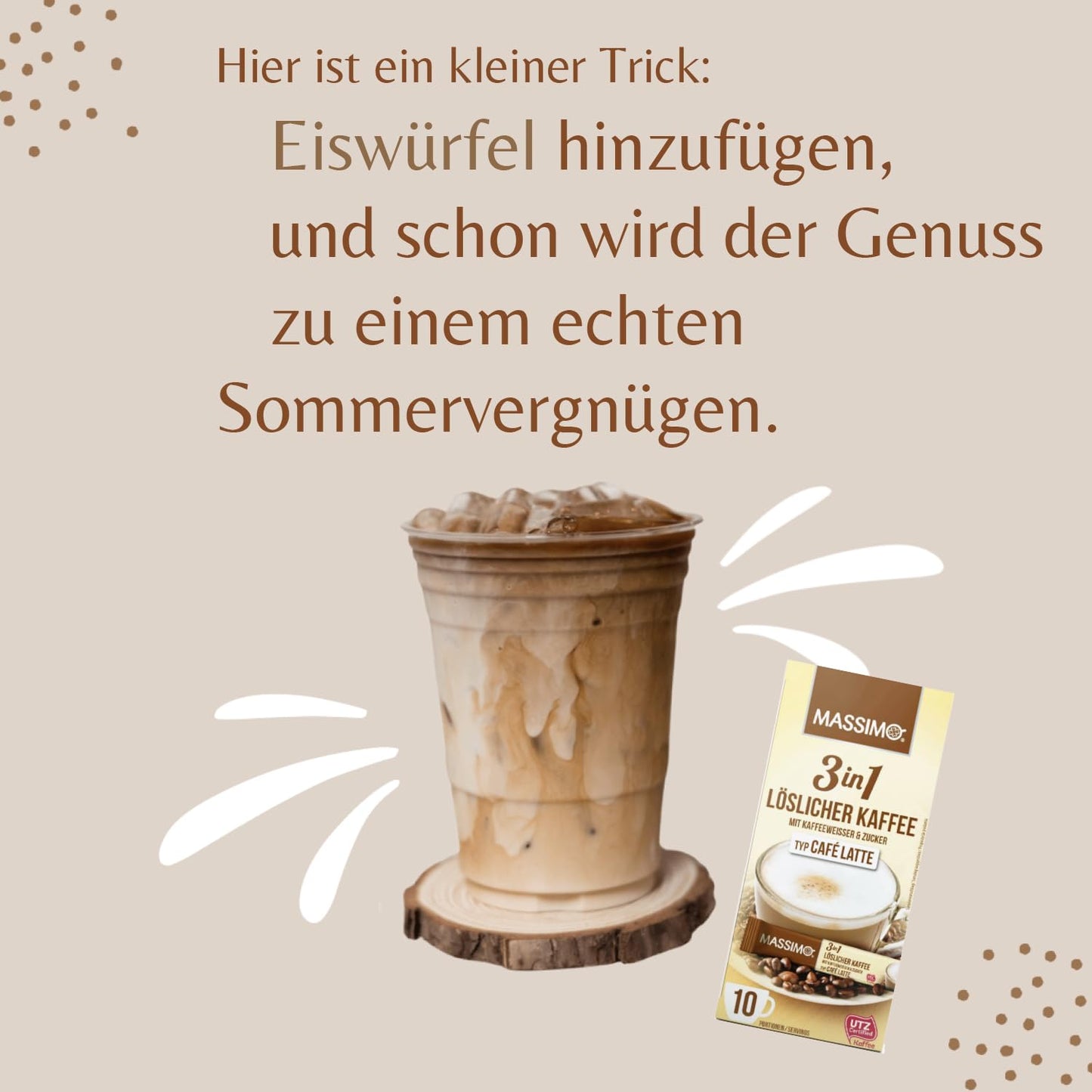 MASSIMO 3in1 Café Latte mit Kaffeeweisser & Zucker 16 x 125g
