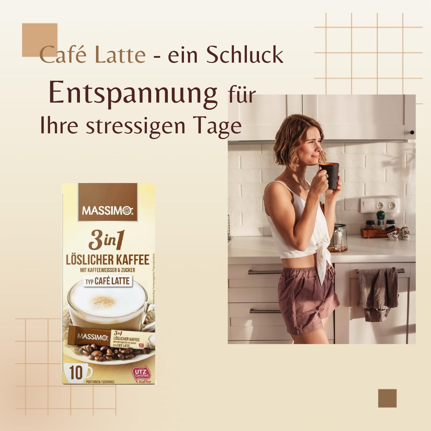 MASSIMO 3in1 Café Latte mit Kaffeeweisser & Zucker 125g