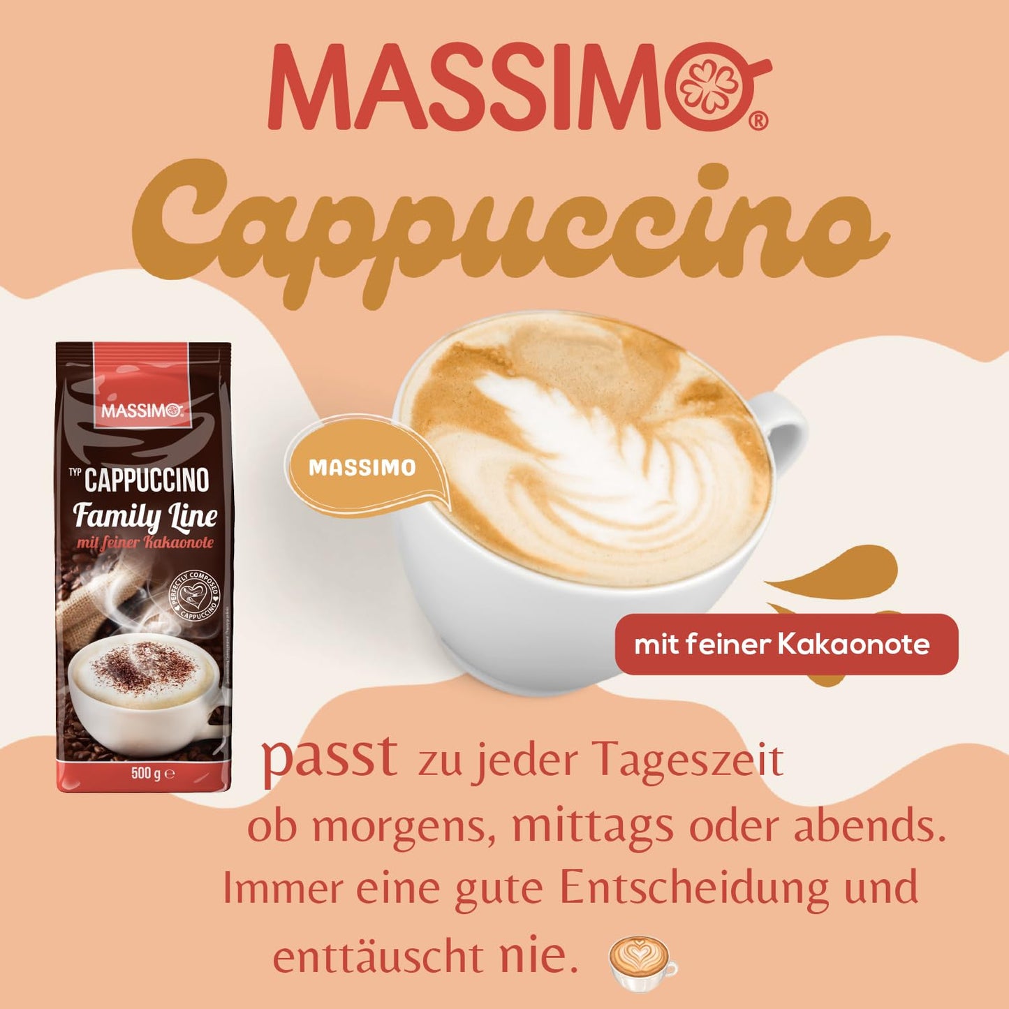 MASSIMO Cappuccino Family Line mit feiner Kakaonote 10 x 500g