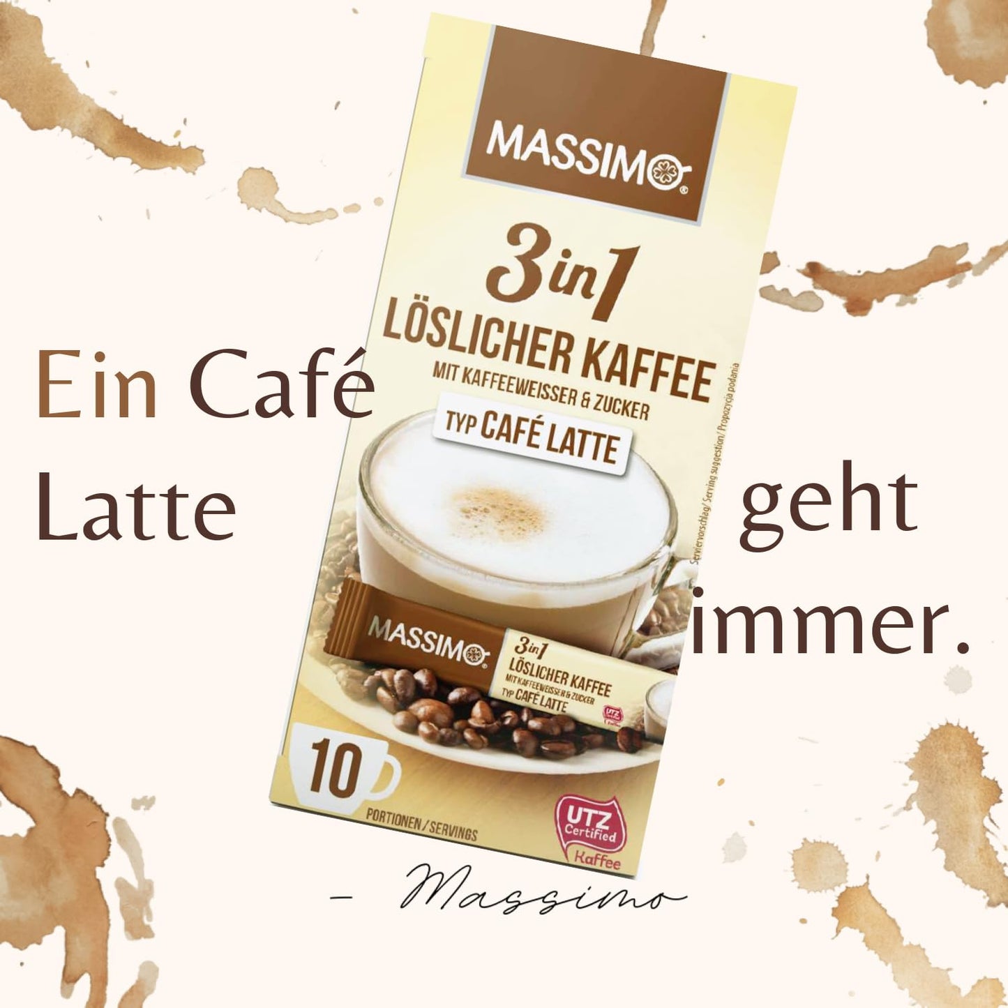 MASSIMO 3in1 Café Latte mit Kaffeeweisser & Zucker 125g