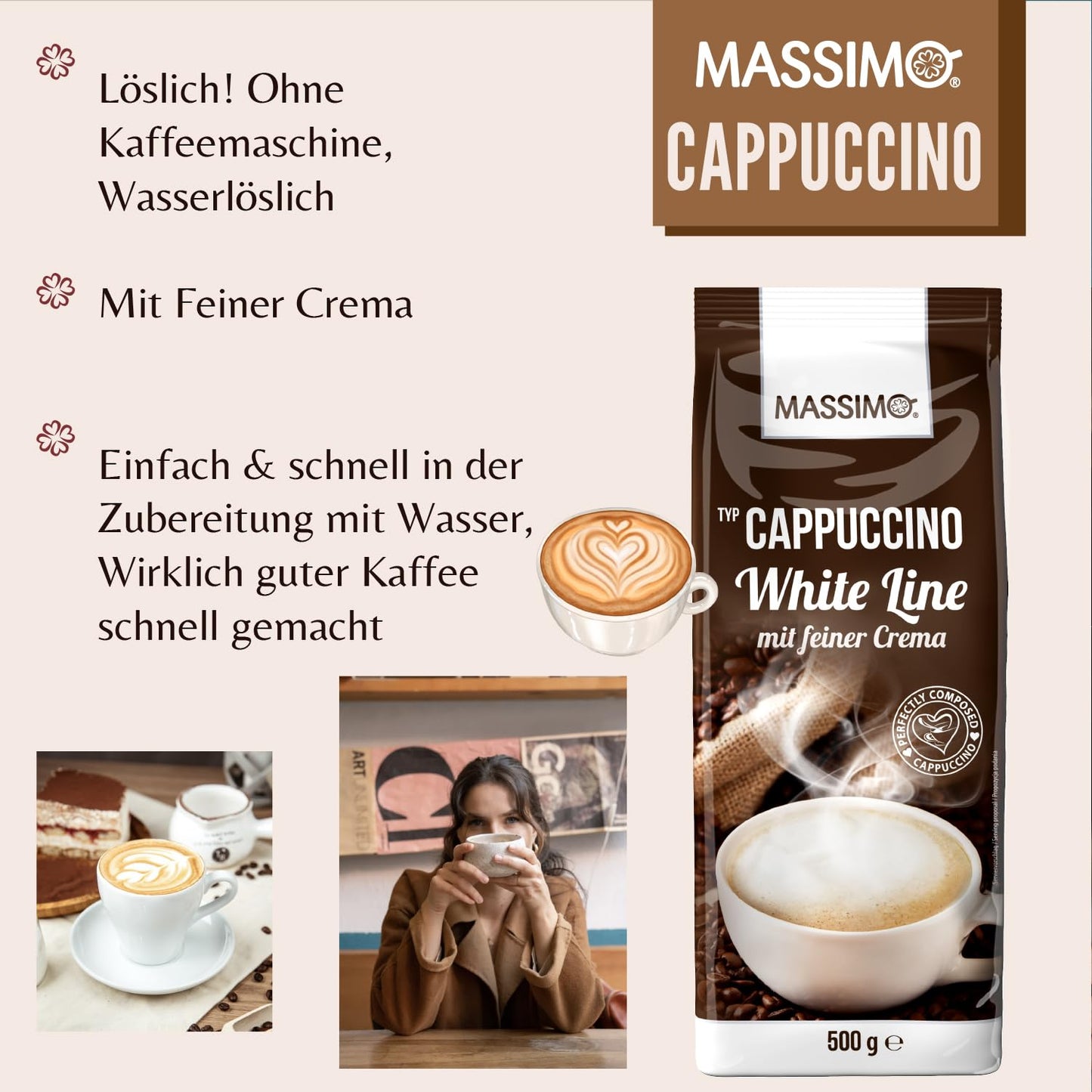 MASSIMO Cappuccino White Line 10 x 500g