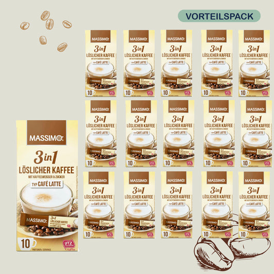 MASSIMO 3in1 Café Latte mit Kaffeeweisser & Zucker 16 x 125g