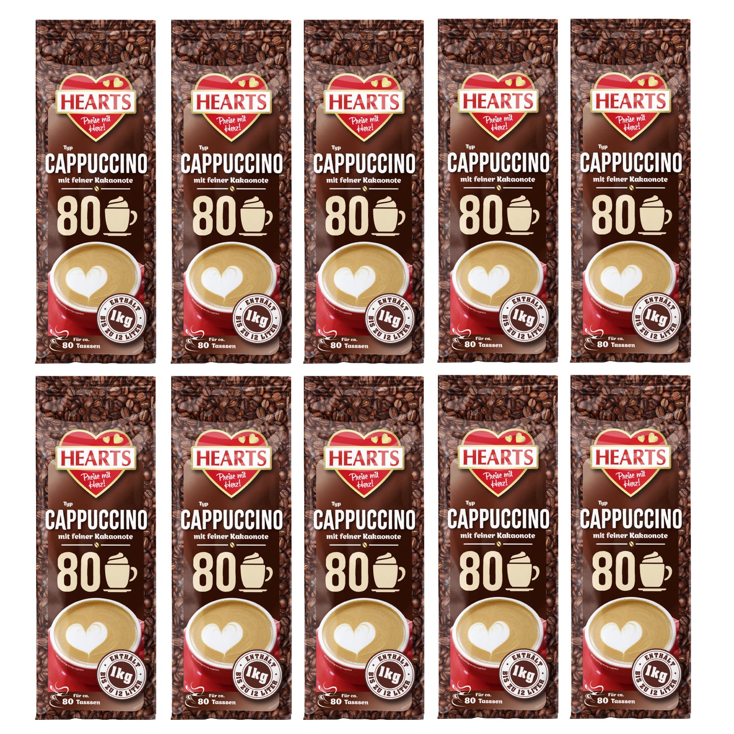 HEARTS Cappuccino mit feiner Kakaonote 10 x 1kg