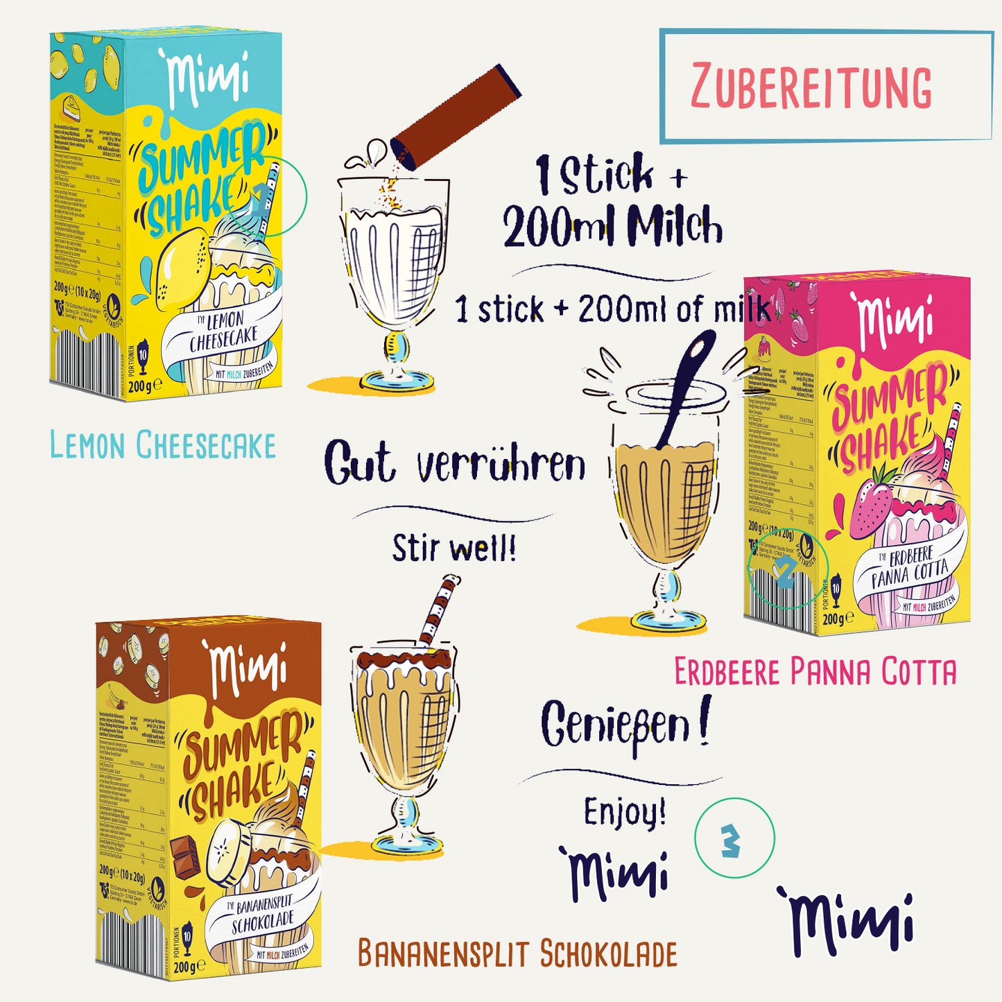 WINTER SPECIAL: MIMI Milchmix & Sommer Shake - 2 Stück pro Sorte - Probierpack