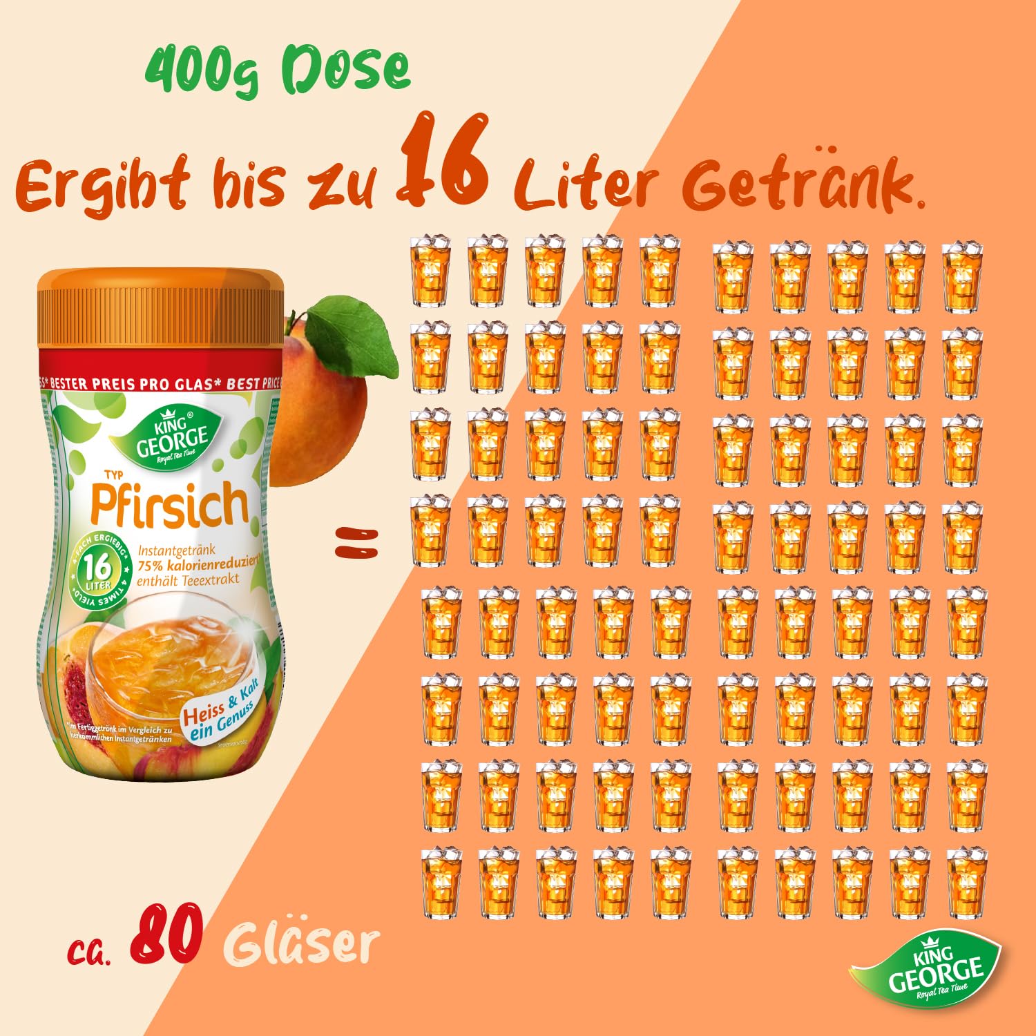 KING GEORGE Pfirsich 12 x 400g (16L)