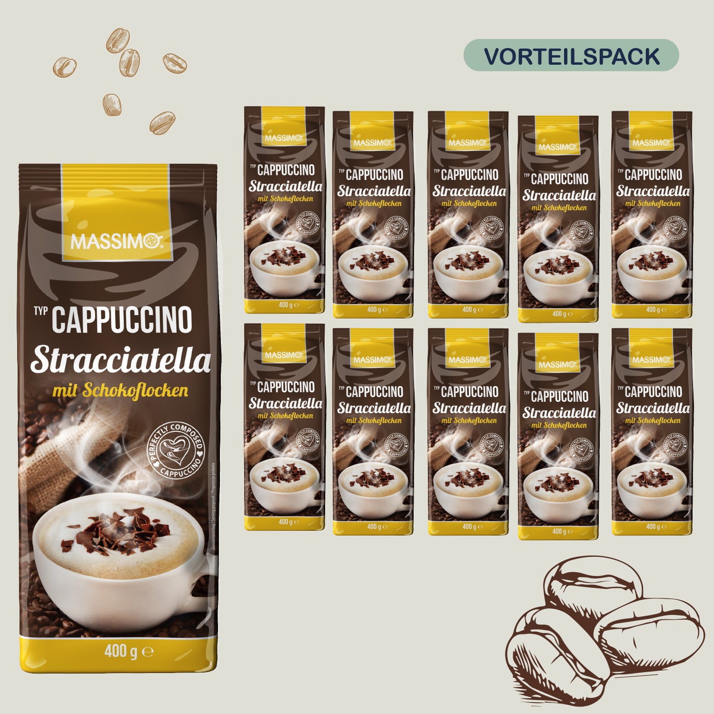 MASSIMO Cappuccino Stracciatella mit Schokoflocken 10 x 400g